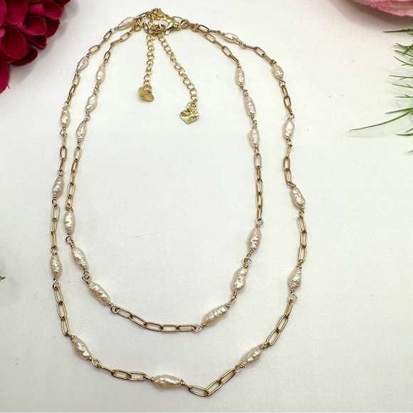 NEW⚜️Baroque Pearl Chain Hand Wired Necklace -16” - Picture 3 of 6